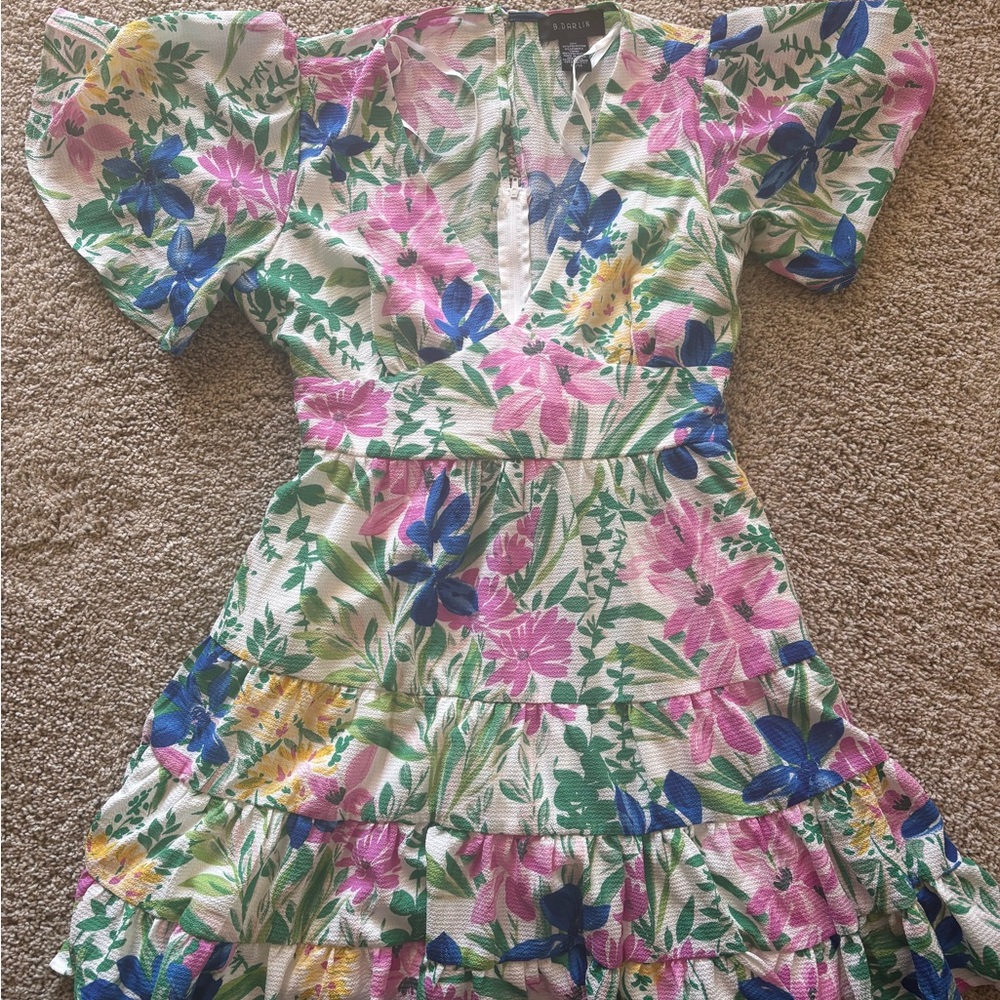 B Darlin Floral Mini Dress in Pink and Blue